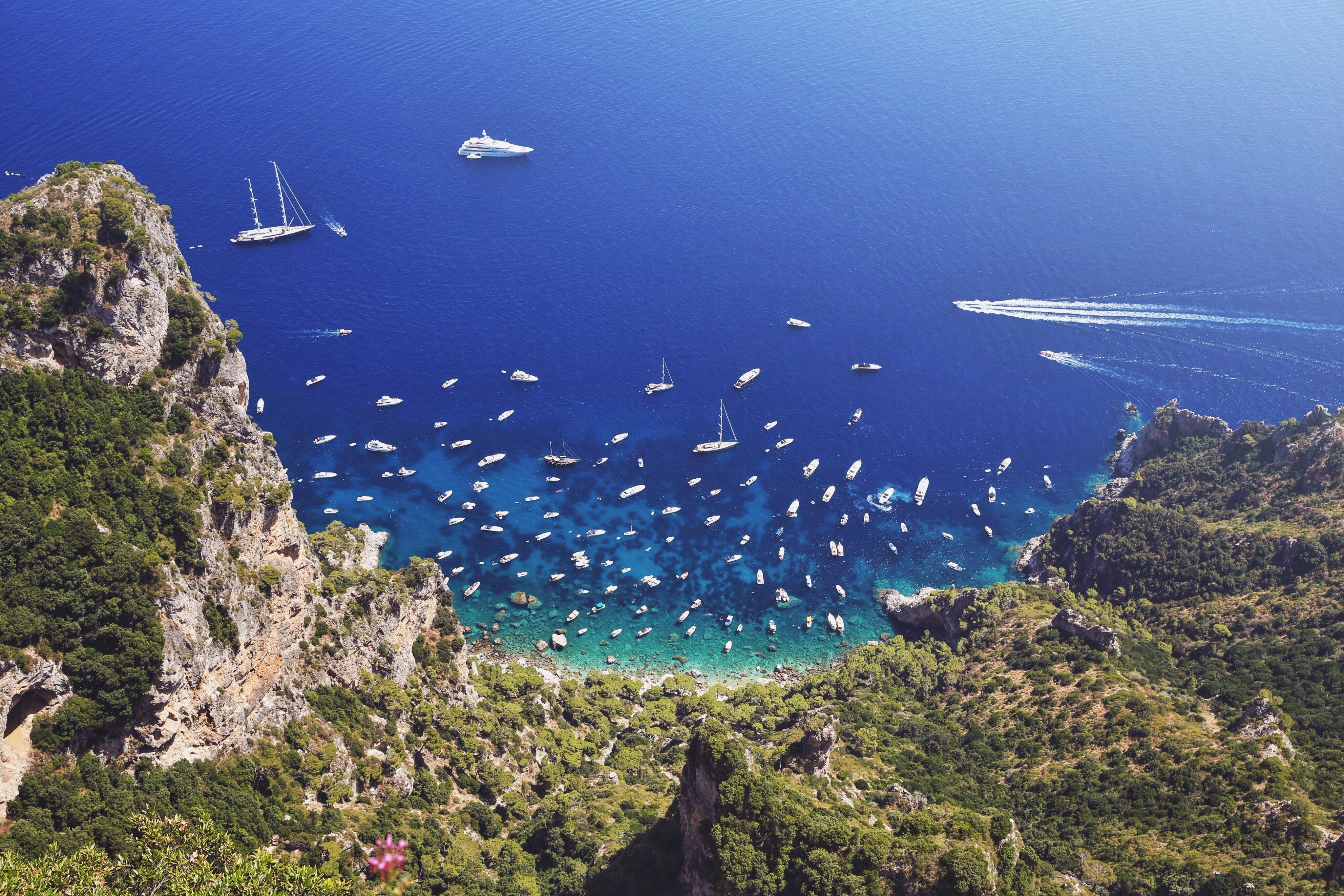 boats in a bay in Capri