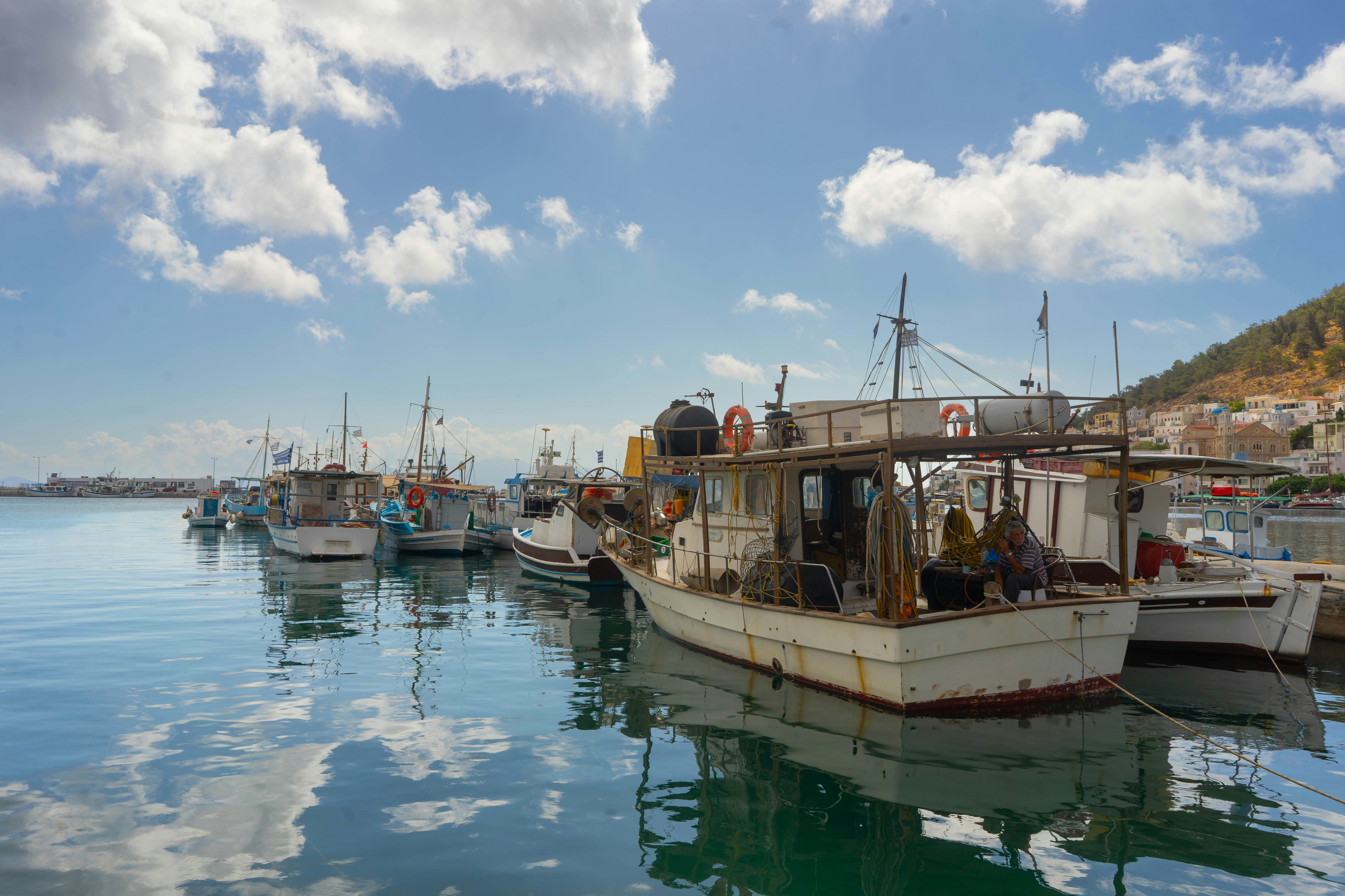 fishing boats in the sea in Kalymnos