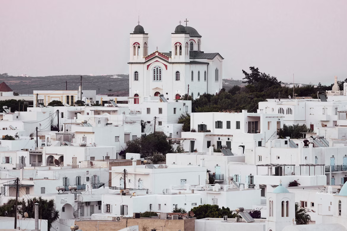 whitewashed buildings in Paros