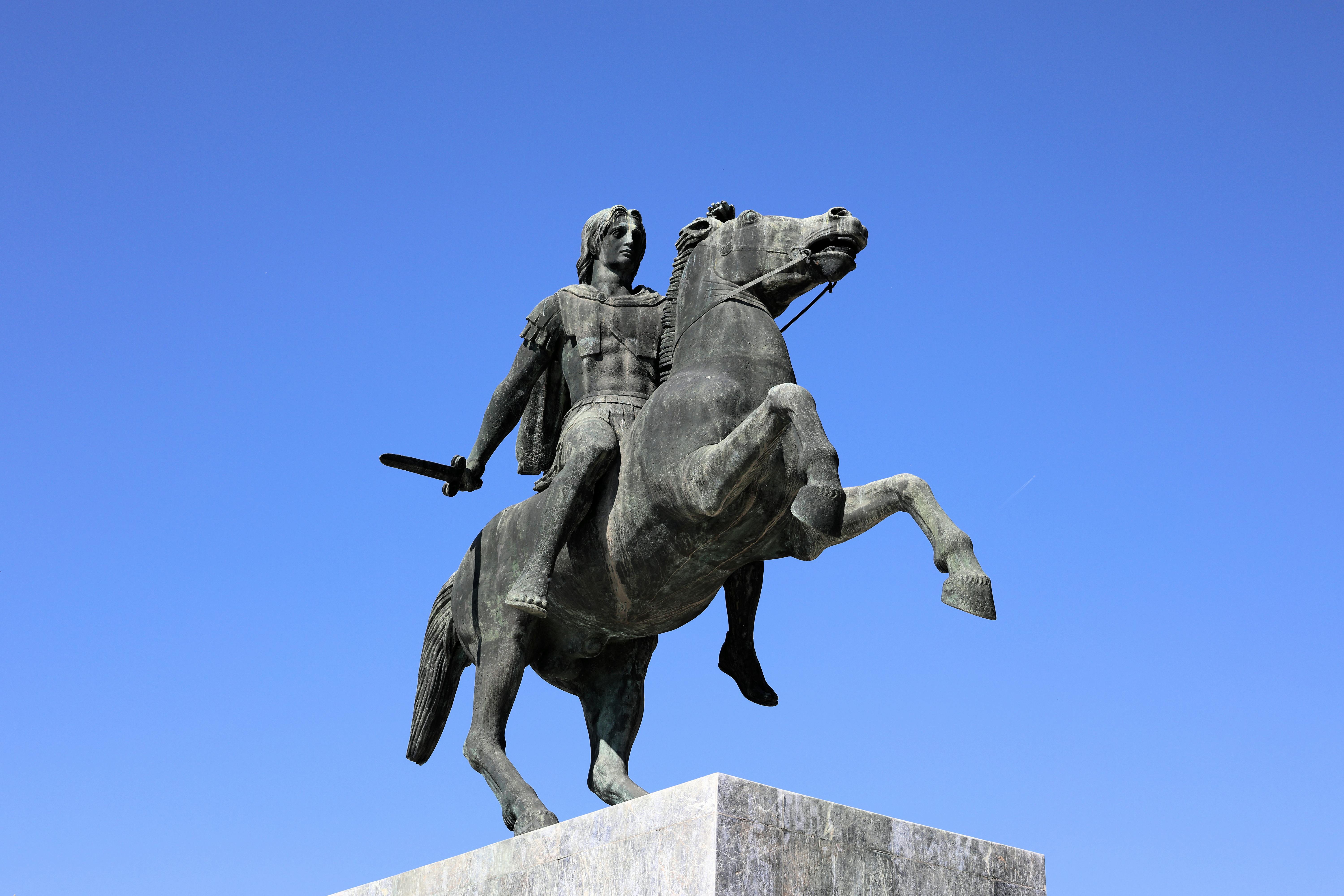 Alessandro Magno, statua sul lungomare di Salonicco.