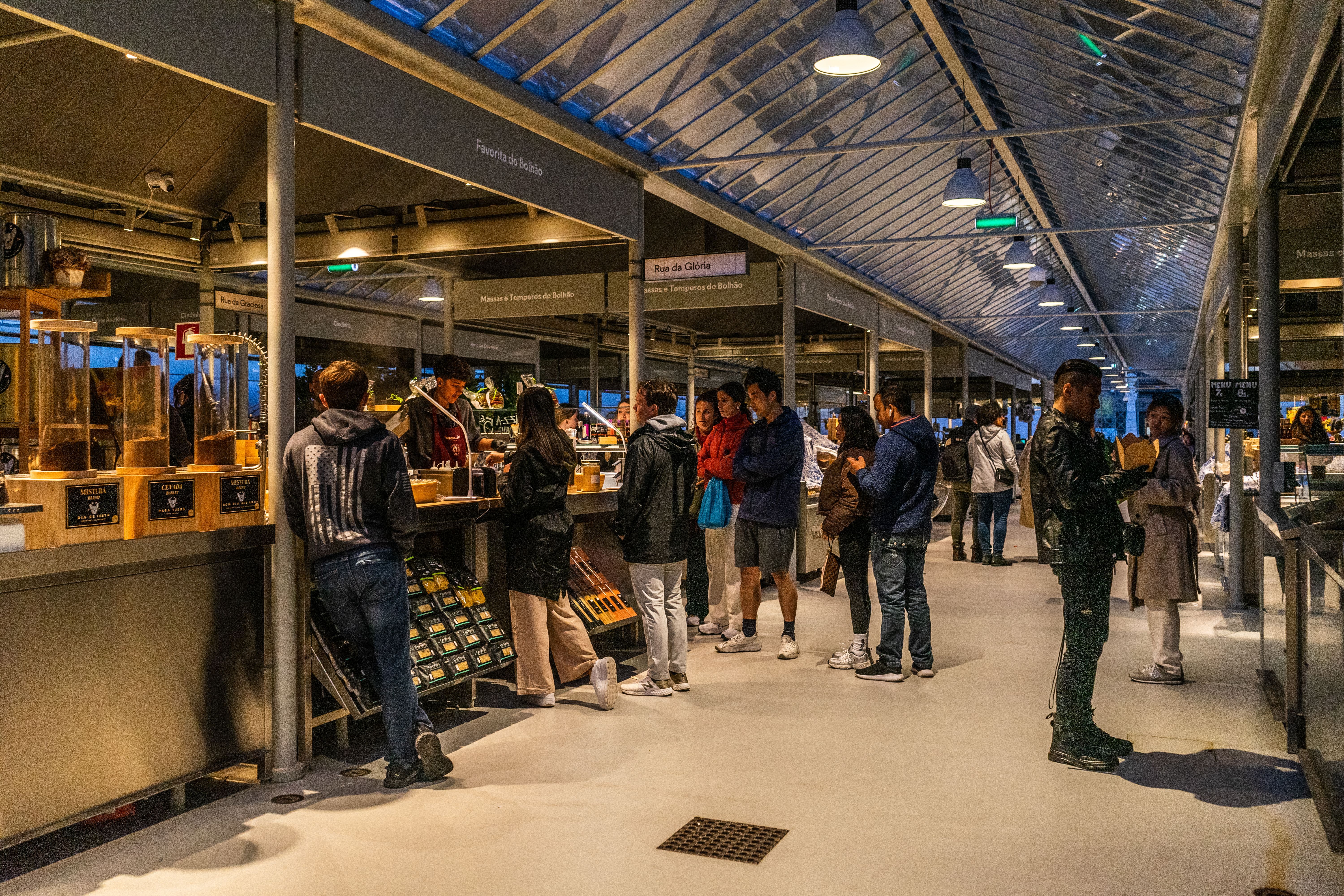 A busy food market in Porto
