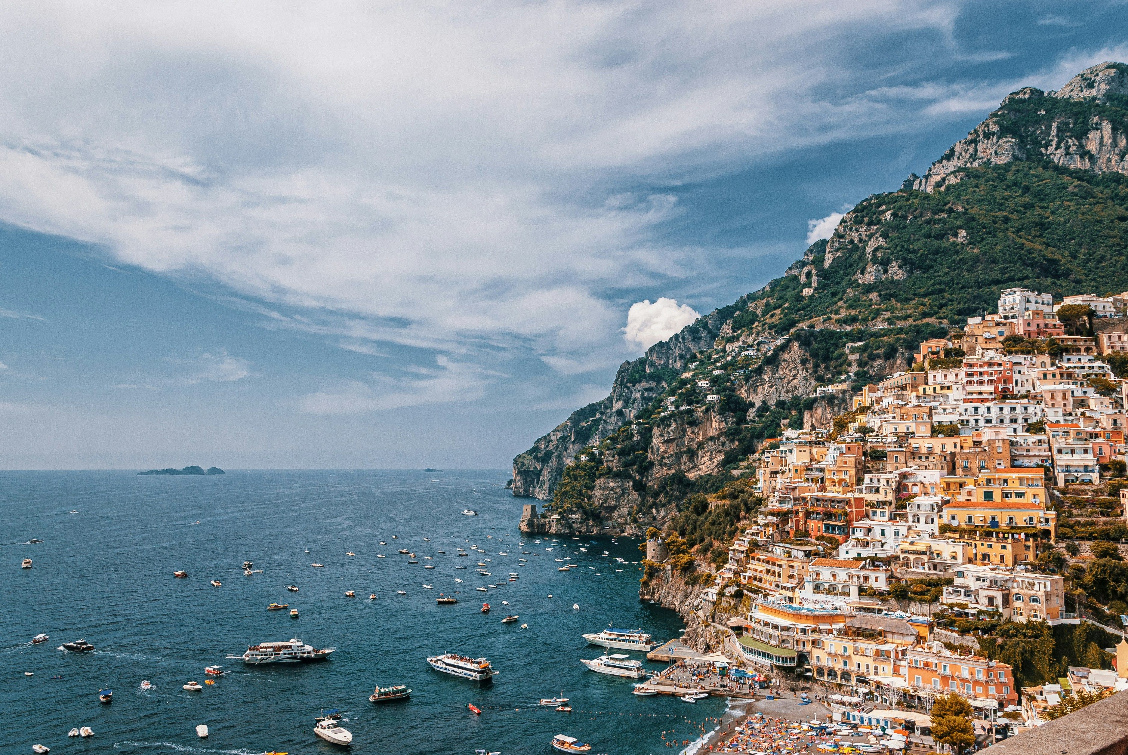 boats off the coast of Positano