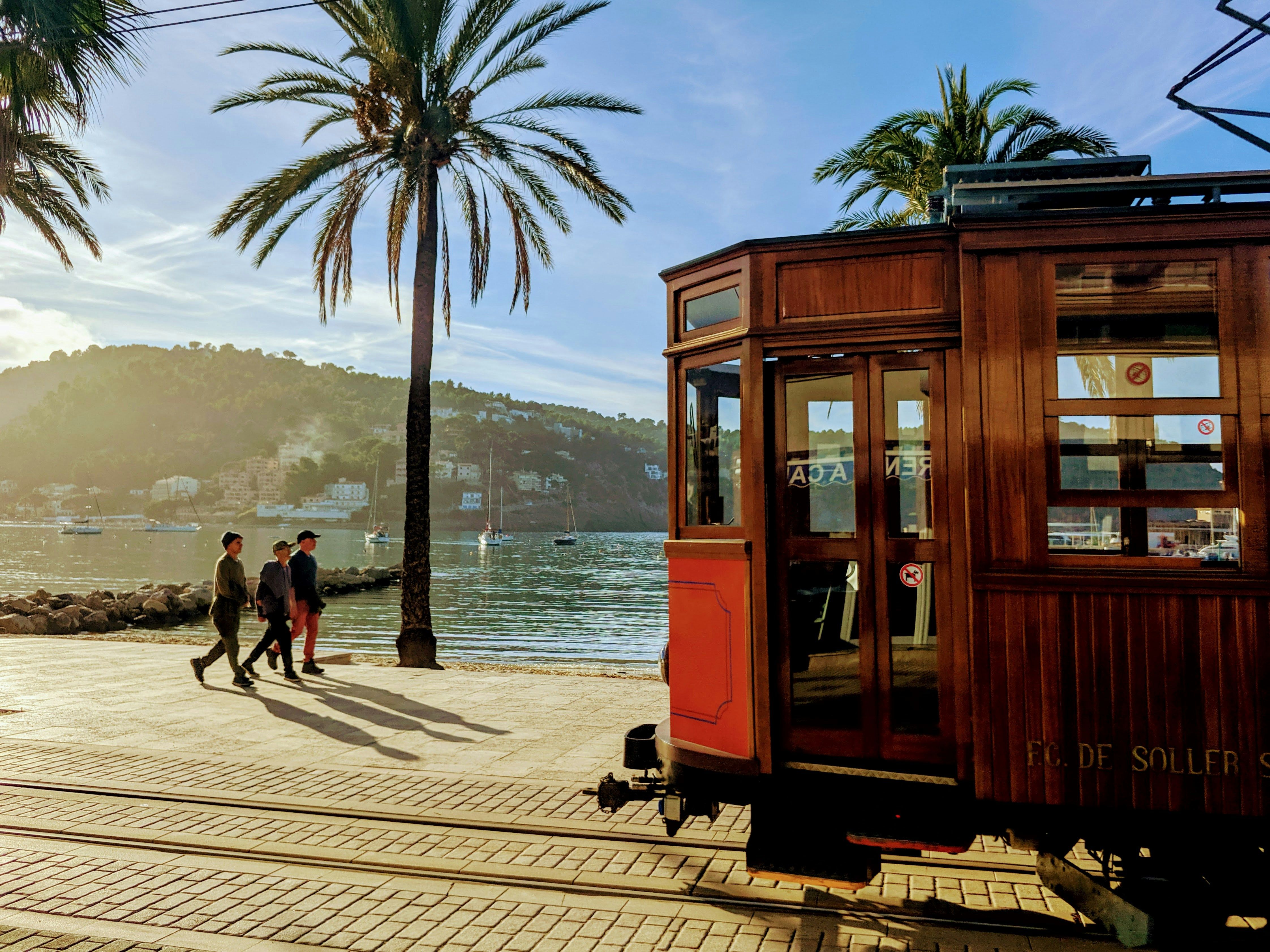 tram by the water in Port de Sóller